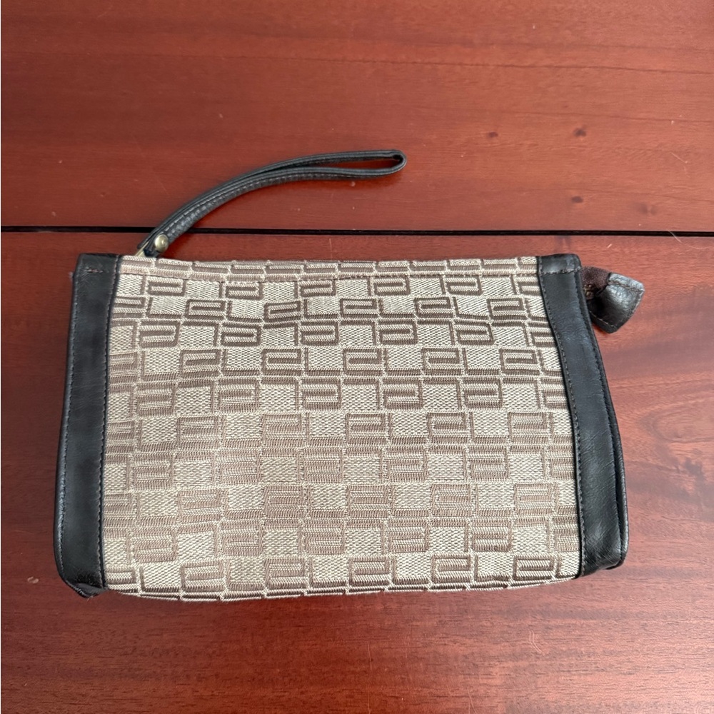 Estee Lauder Beige and Black Vintage Cosmetic Bag